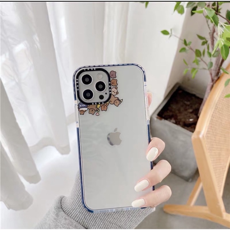 Cute Brown Bear Transparan Softcase Polos iphone 7/8+ XS XS Max XR 11 Pro Max 12 Pro Max