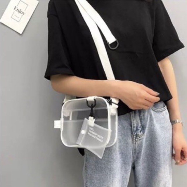 sling bag transparan bening