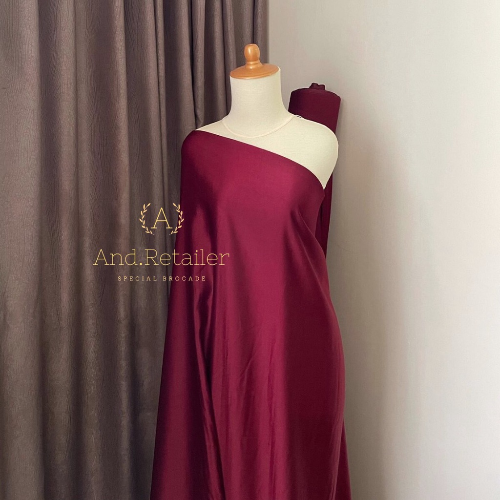 Kain Satin Maxmara Pure Silk Original warna Merah Maroon