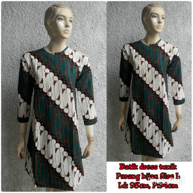 dress batik tunik parang hijau l