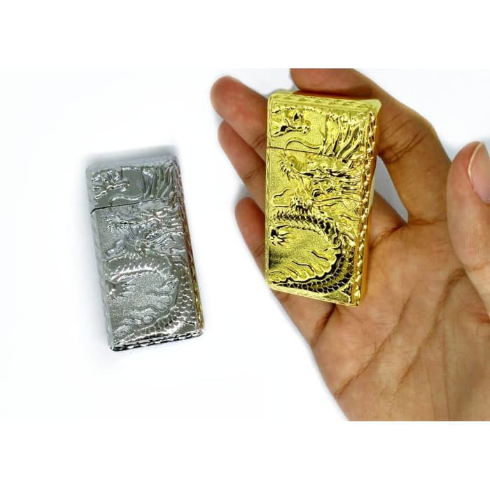 PROMO KOREK API RODA 126 BO UKIRAN DRAGON NAGA MANCIS LIGHTER UNIK - Gold