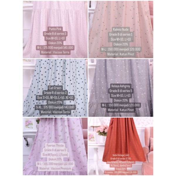 Ditsy NightGown RejectSale | Punto Pink M, Cat Green L, Featies Thistle L, Kalmio Nude L, Kelaya Ash