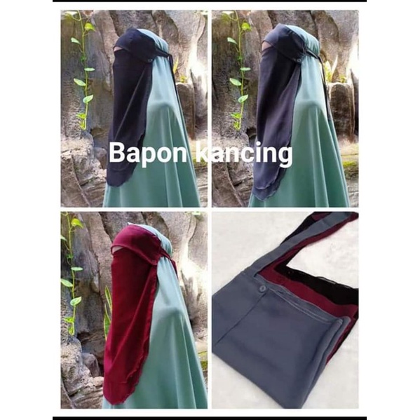 cadar bapon kancing/niqab/cadar poni kancing sifon silk
