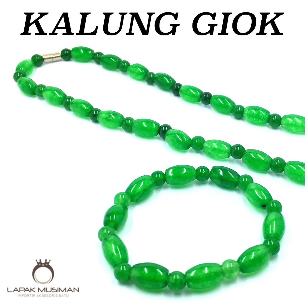 [Bayar di Tempat] KALUNG GIOK ASLI GRATIS GELANG GIOK ASLI NATURAL