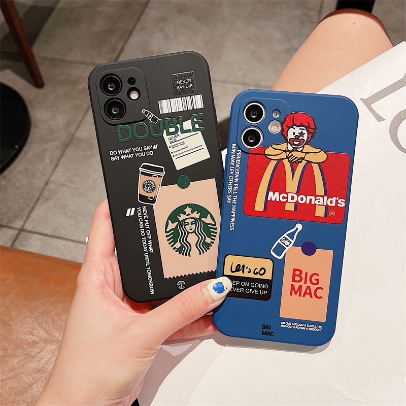 Soft case Bahan Silikon Desain Starbucks Mcdonald 's Untuk iphone 13 12 11 pro max X Xs max XR 7 8 plus Se 2020