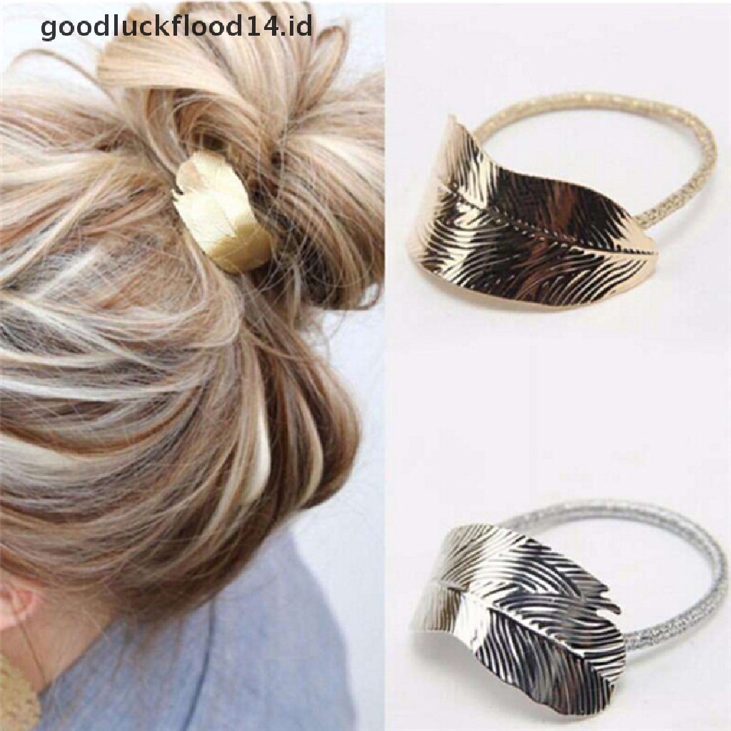 [OOID] HOT Women Tree Leaf Shape Mental Hair Rope Elastic Rubber Band Headdress Rope ID