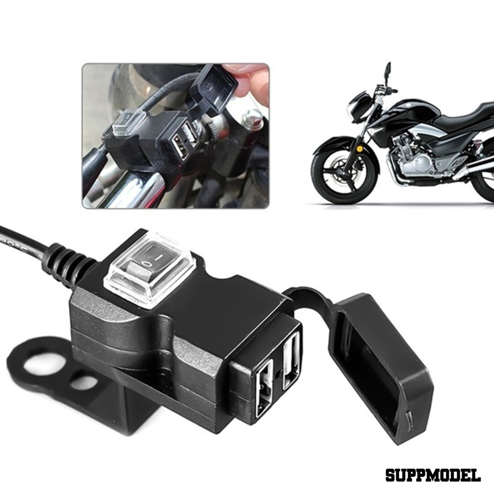 Spm Adapter Charger Dual Port Usb 1.5 / 2a Tahan Air Untuk Motor