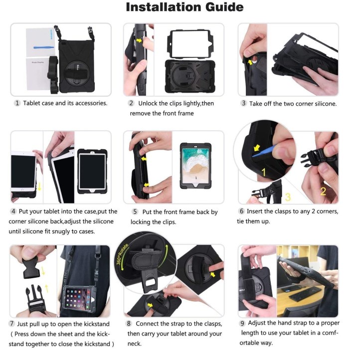 IPAD 7 10.2 2019 DEFENDER CASE RUGGED ARMOR STRAP HARDCASE IPAD7 TH