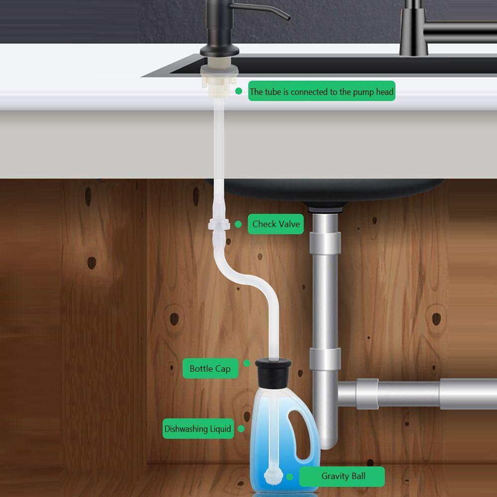 Populer Dispenser Sabun Tanpa Tumpah Tabung Ekstensi Kamar Mandi Deterjen Stainless Steel Lotion Dispenser
