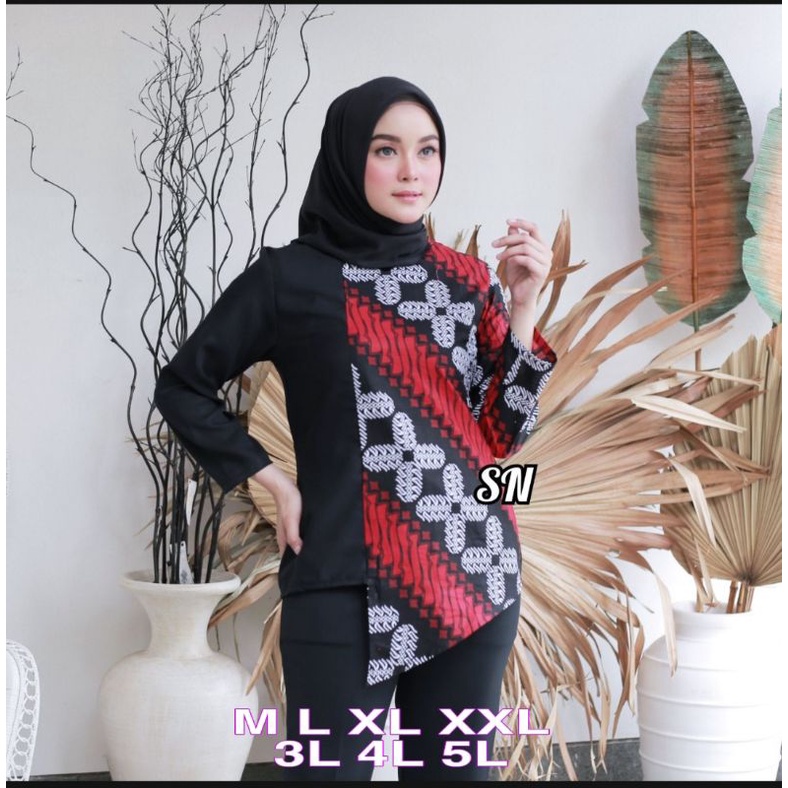 Batik wanita ASJ SA HRB026 Kenongo Kemeja Tosca Pendek Batik Fashion Baju Wanita