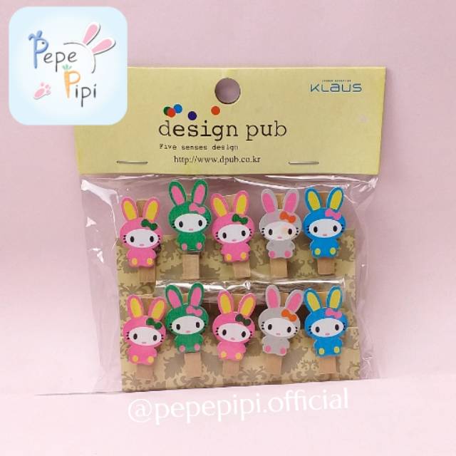 10 pcs Jepitan Foto Kelinci Bunny Polaroid Gantungan Kayu Wooden Clip