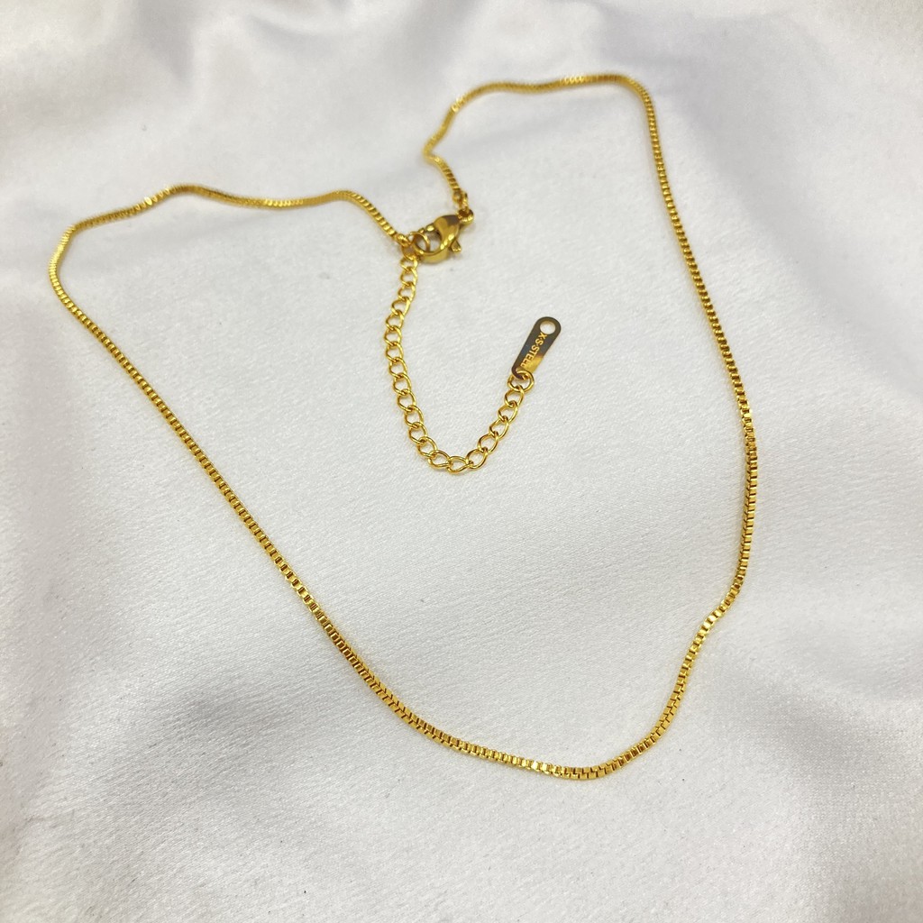 Kalung Titanium Motif Itali Polos Anti Karat Anti Alergi Dewasa 45cm