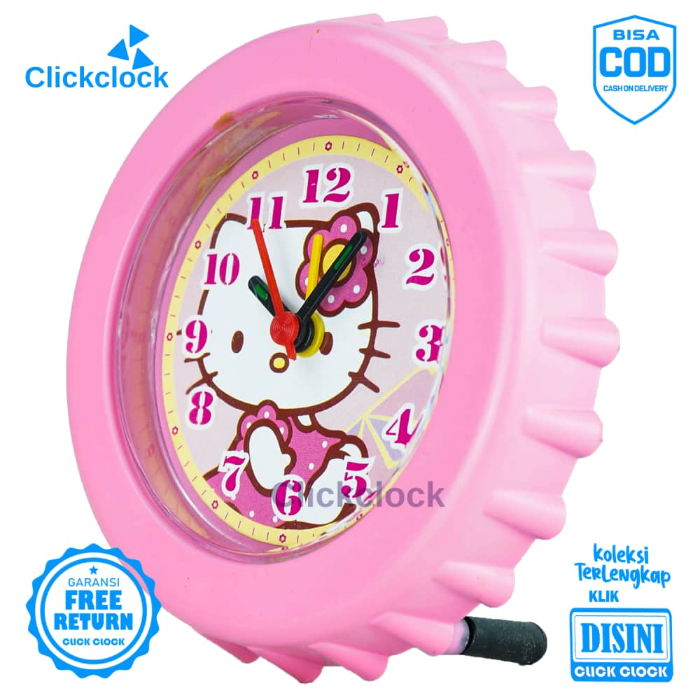 Jam Weker Quartz Hiasan Meja Masya Hellokitty Kaiwa 9004 Kecil Unik Lucu Step Movement