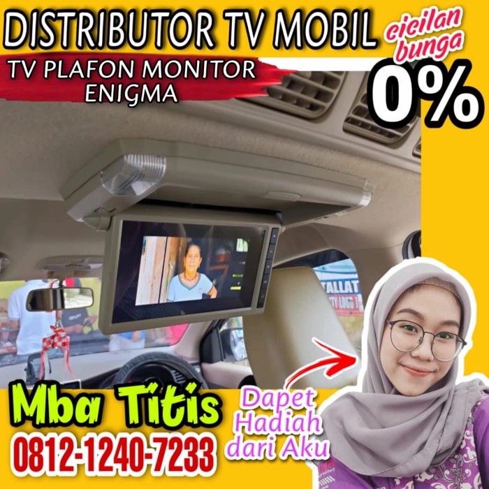 TV PLAFON ENIGMA 8IN MONITOR JERNIH COCOK UNTUK SEMUA MOBIL