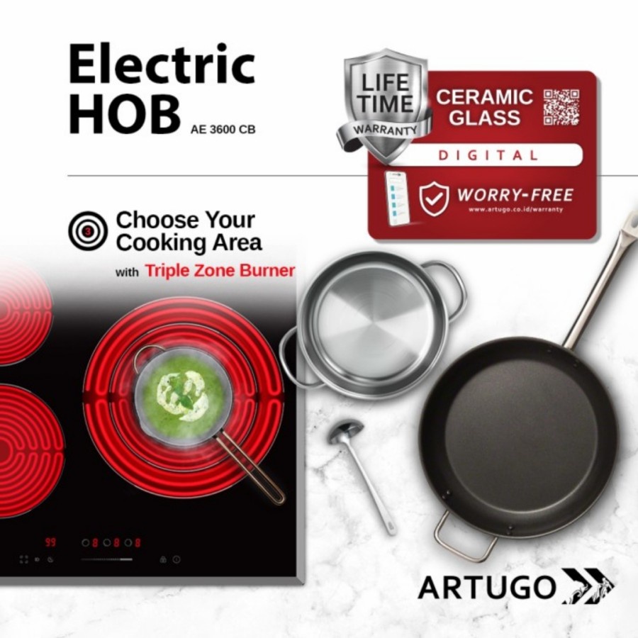 Artugo Built In Electric Induction Hob AE 3600 CB Panjang 60 cm