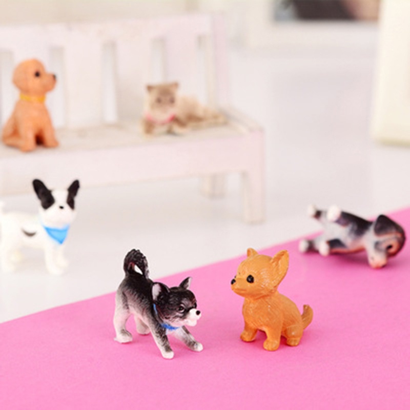 Mary 6pcs Model Angka Resin Anjing Manusia Hidup Kitty Boutique Koleksi Miniatur Doggy Mainan Anak Rumah Boneka Meja Pasir A