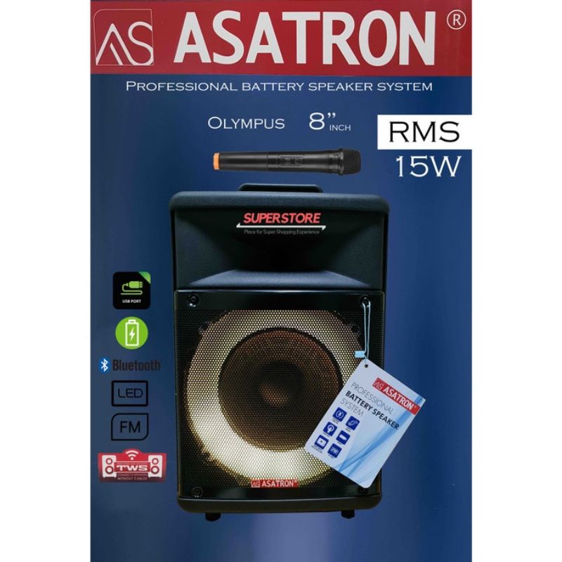 Speaker Aktif Asatron Speaker Portabel Wireless Meeting HT 8885 UKM 8 INCH
