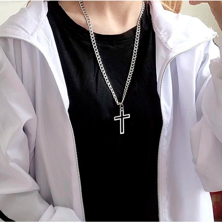 Titanium Steel Hiphop Cross Necklace Korean Style Personality Chain Girls Couple Accessories