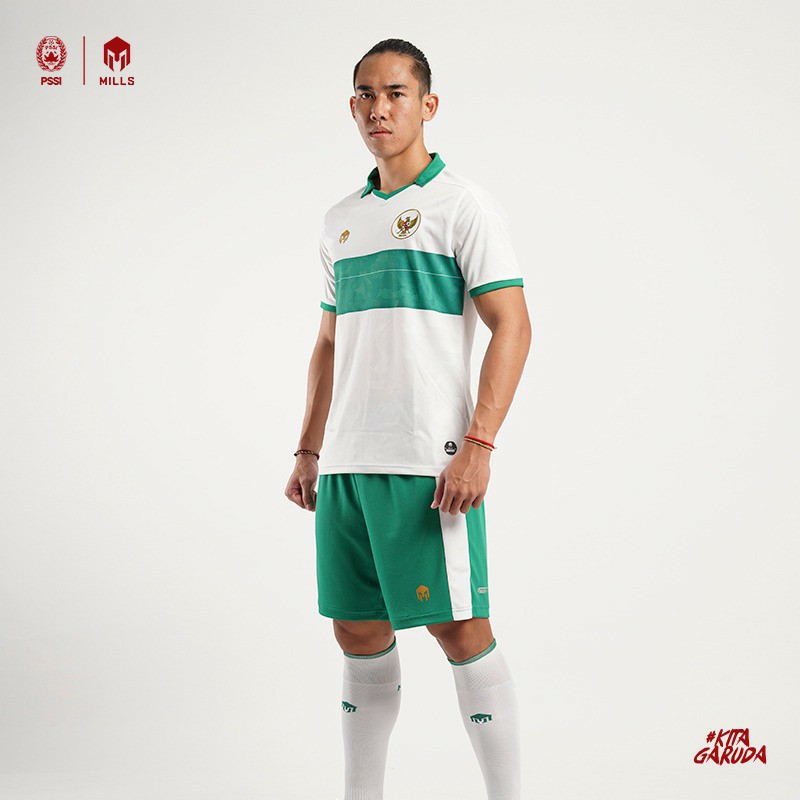 JERSEY TIMNAS GARUDA INDONESIA 2020 MILLS 1018GR JERSEY TIMNAS AWAY PLAYER ISSUE ORIGINAL WHITE