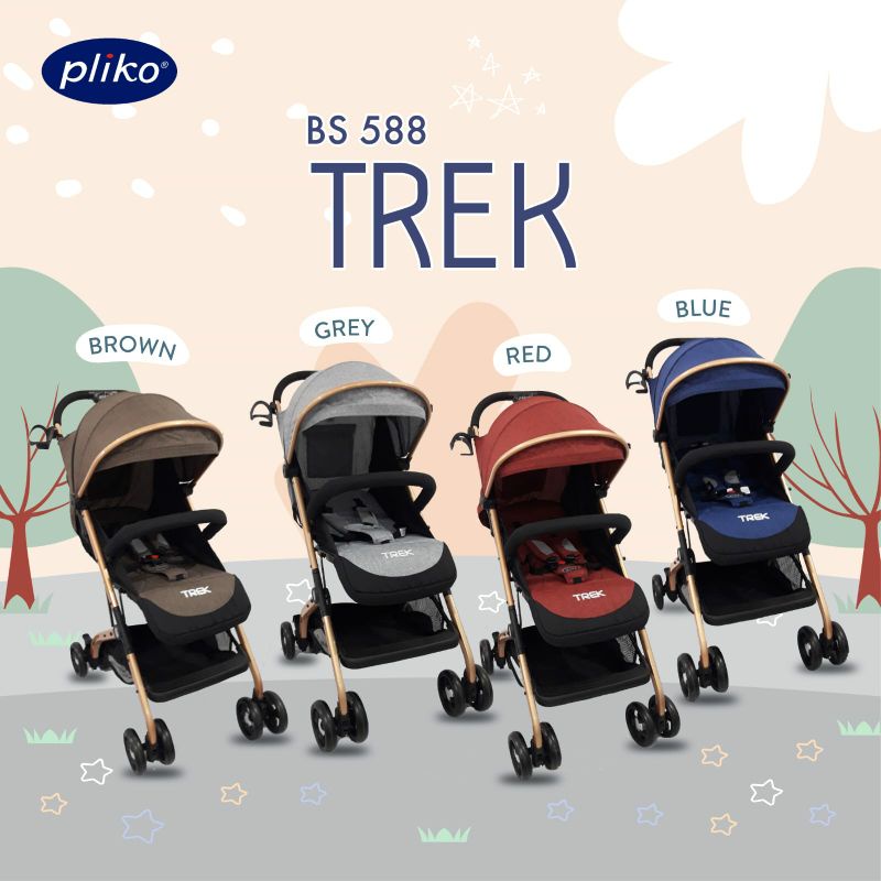 Makassar - Kereta Dorong Bayi Stroller Pliko 588 AL Trek Frame Gold