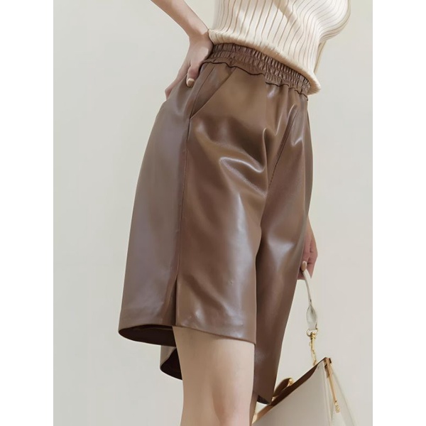 Celana Kulit Wanita Pu Leather 2022 High waist Kasual Model Korean Streetwear
