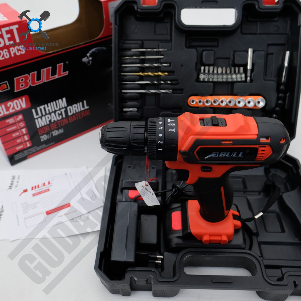 Mesin Bor Baterai Bull BL20V - Cordless Impact Drill Bull BL20V - Mesin Bor Baterai Bor Beton