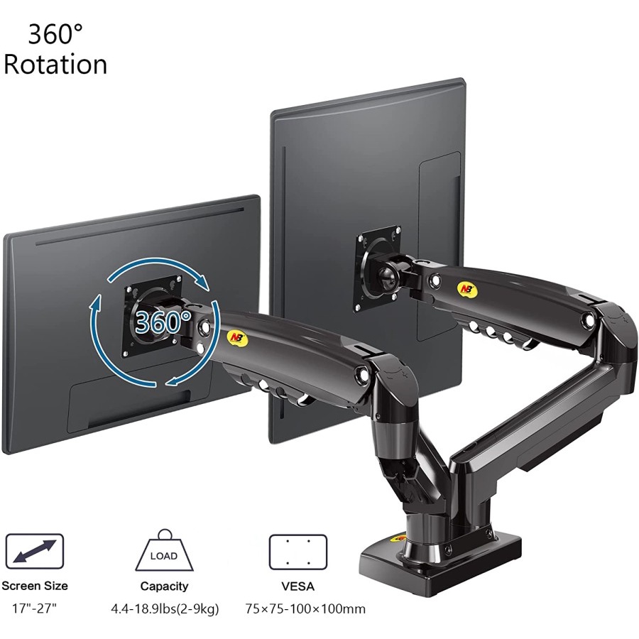 North Bayou NB-F160 Bracket Dual Monitor 17-27 Inch