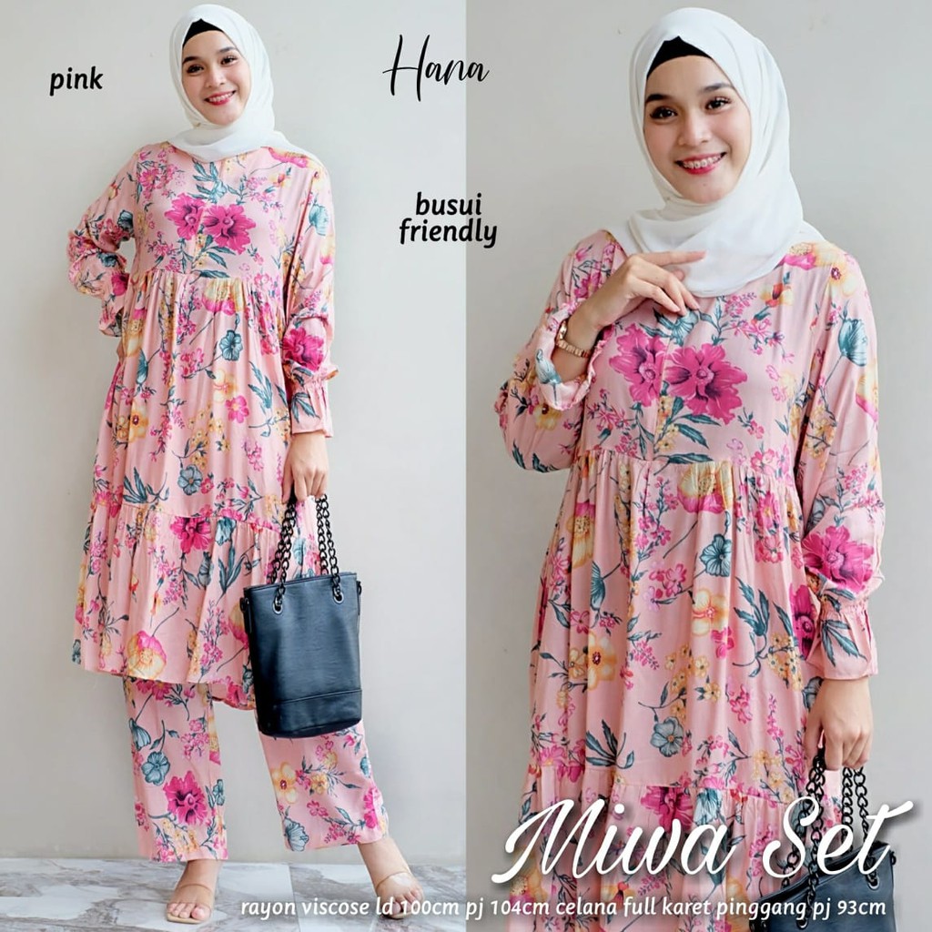 Miwa Tunik Set Pants Katun Rayon Viscose