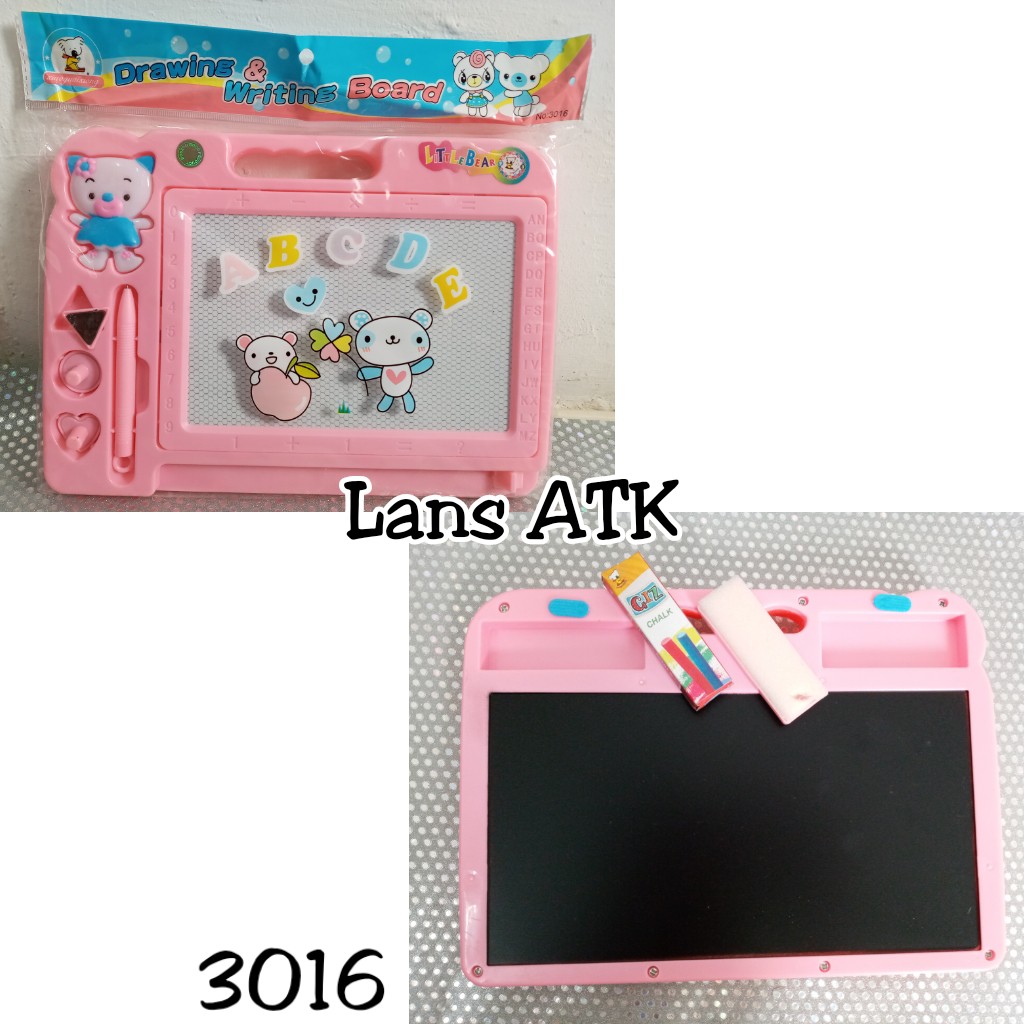 

Papan Tulis Anak Bolak Balik Whiteboard and Blackboard No.3016 Fancy magic board