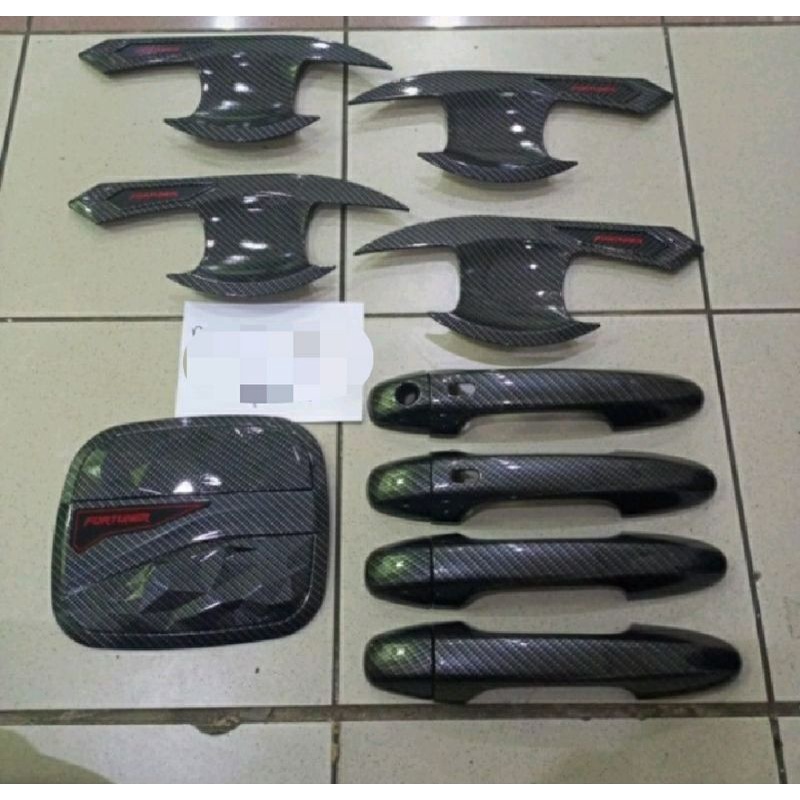 PAKET HANDLE COVER TANKI &amp; OUTER CARBON KEYLESS MOBIL ALL NEW FORTUNER VRZ 2016 2017 2018 2019 2022