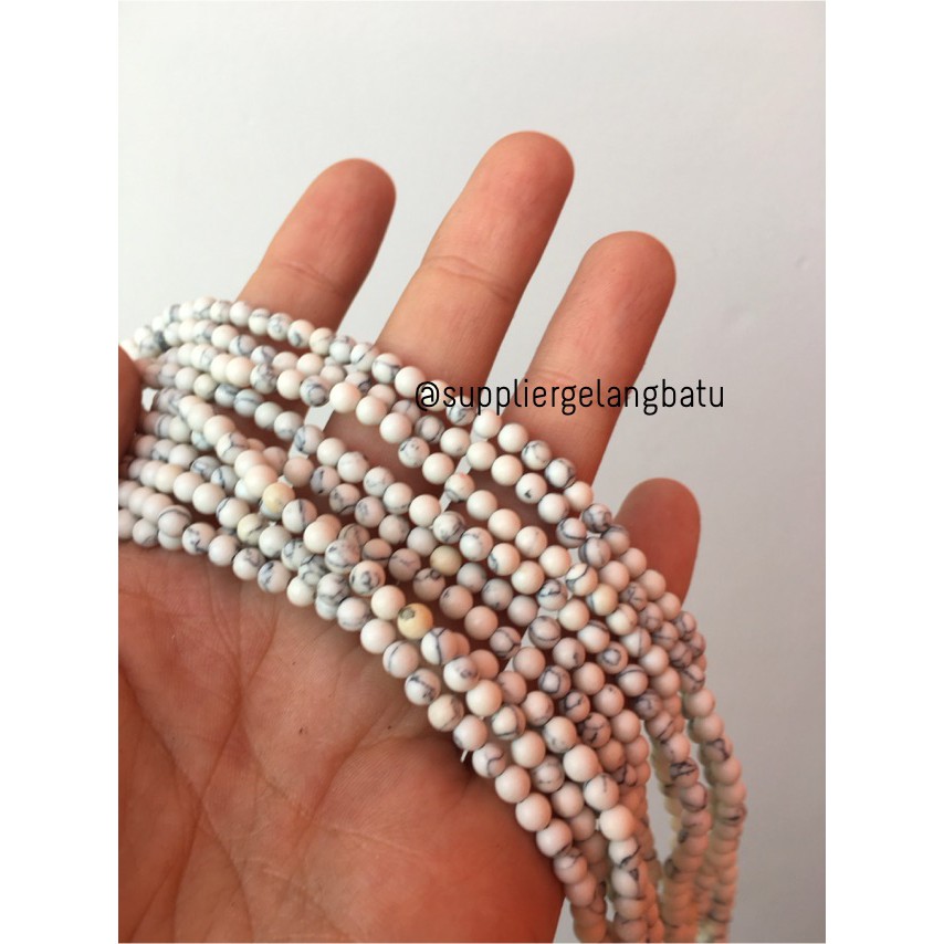 bahan white pirus 4mm natural phyrus aksesoris gelang kalung howlite supplier aksesoris bahan craft