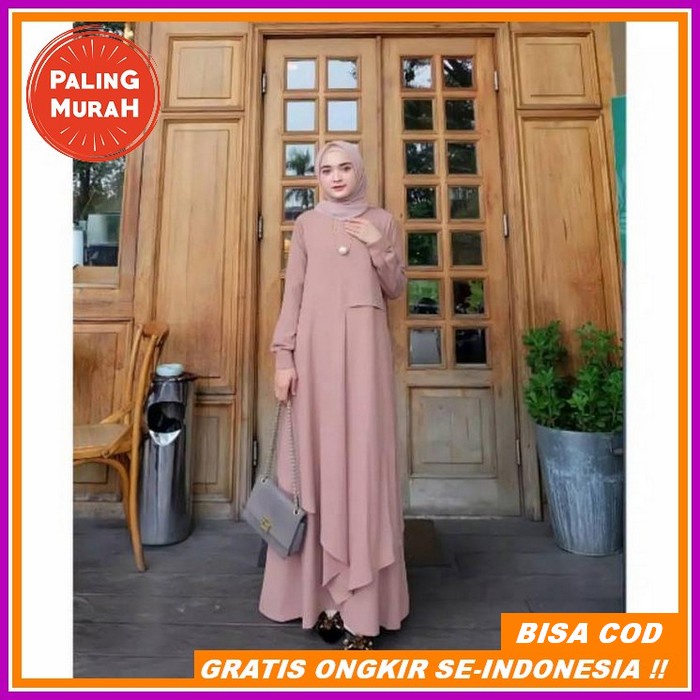 Trend Gamis Remaja Rempel Susun Jumbo Quail Maxi Dress Polos Pesta Aca Miza Dress Size S M L Xl - Ga
