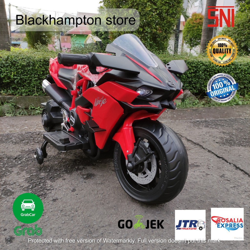 Jual Motor Aki Anak Mainan motoran aki Kawasaki Ninja Ban Karet