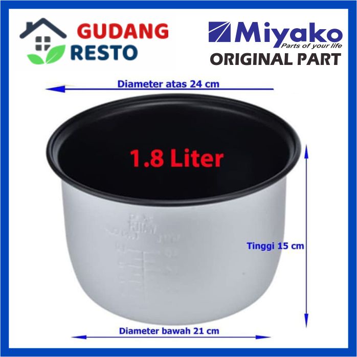 PANCI RICE COOKER / MAGIC COM MIYAKO 1,8 L TINGGI 13 CM ATAU 15 CM TEFLON TEPLON 1.8 LITER 13CM / 15CM MCM 528 / 509 / 507 / 508