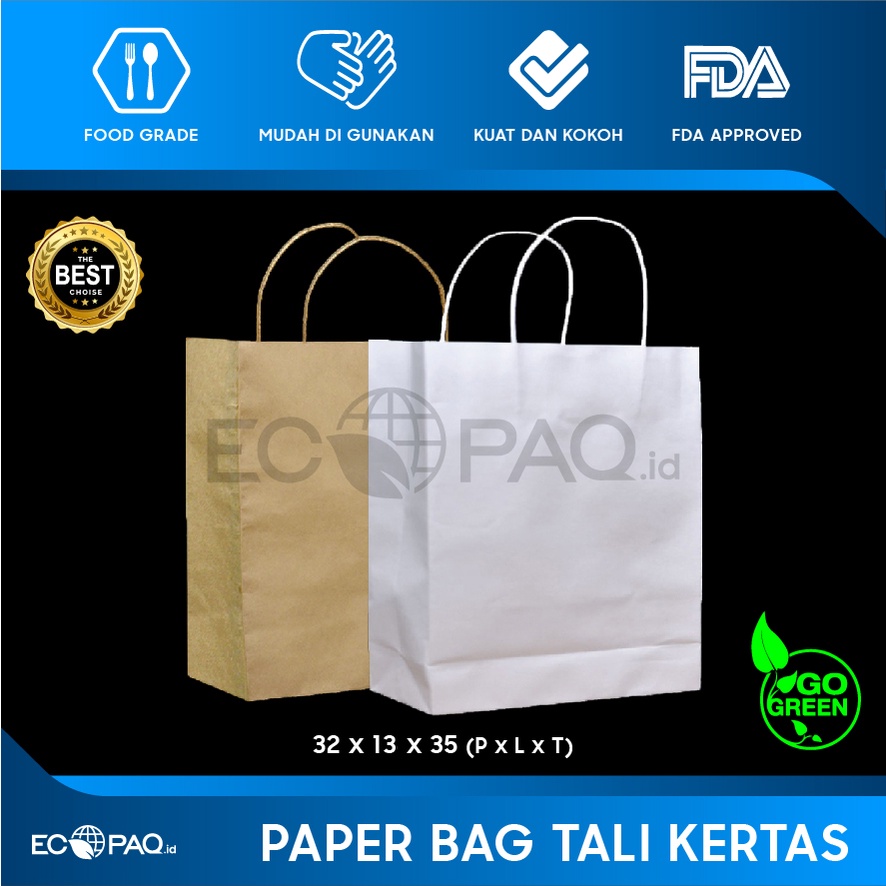 

Paper Bag Kue - Paperbag Polos - COKLAT - 32x13x35 cm (20 pcs)