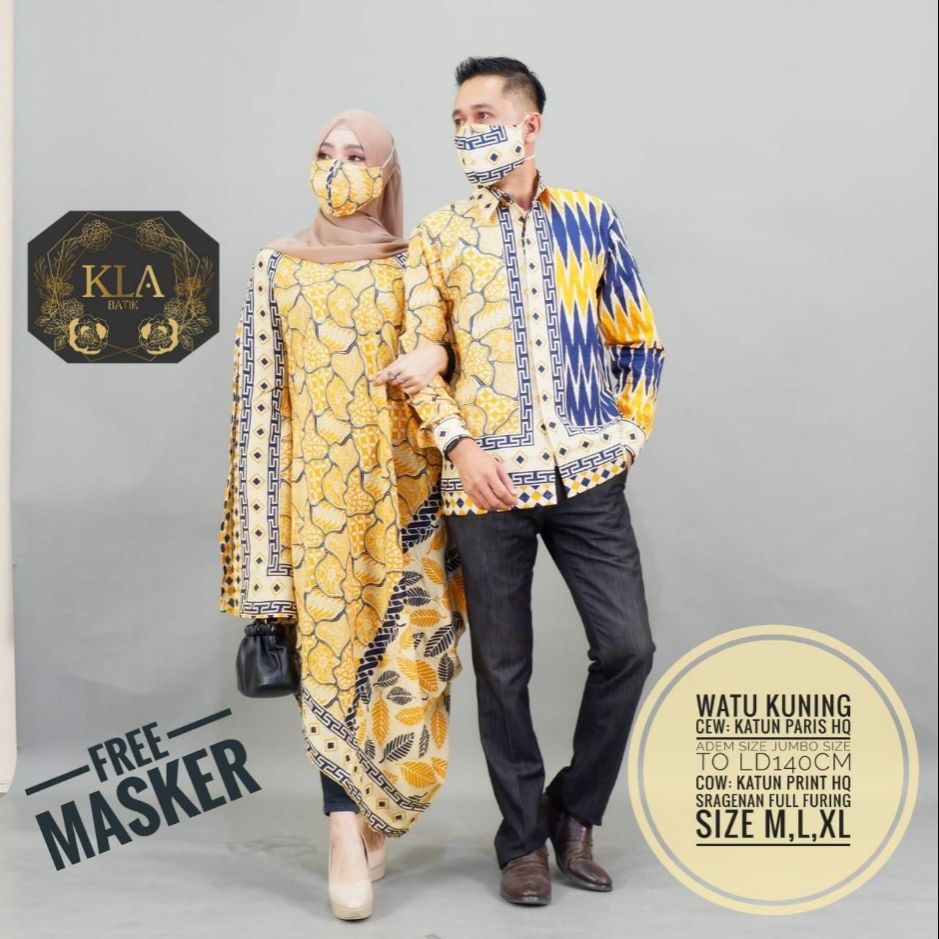 Couple Batik Terbaru Batik Sarimbit Keluarga COUPLE BATIK WATU KUNING Baju Couple Batik Terbaru