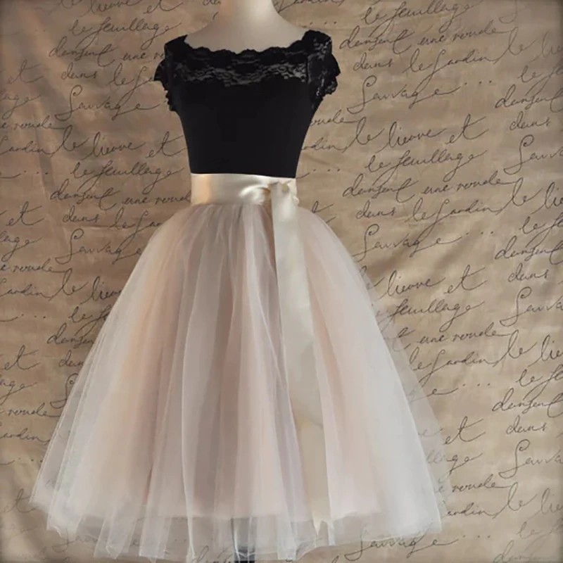 26 Colors 5 Layered 65cm Knee Length Tulle Skirt Tutu Women Skirt High Waist Pleated Skirt