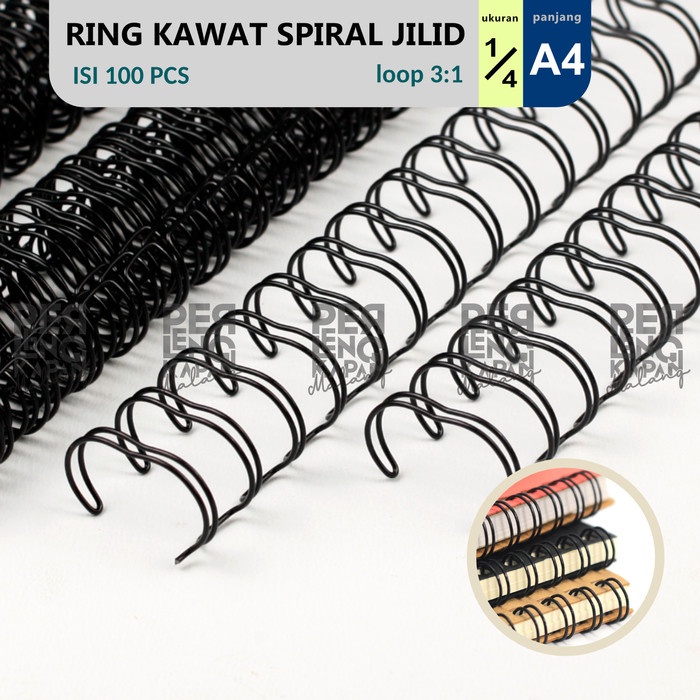 

READY Ring Kawat Spiral Jilid 1/4 A4 Spiral Wire 1/4 A4 3:1 35Lobang - Hitam BERKUALITAS