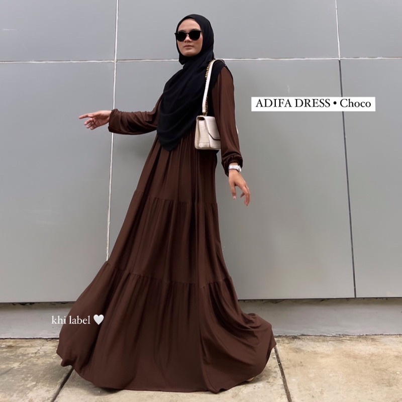 ADIFA DRESS | Gamis Jersey Rempel Susun | Gamis Daily Alamanda | Gamis Polos Ruffle