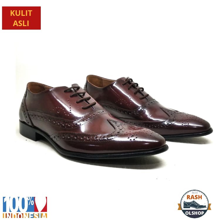 PREMIUM / Sepatu pantofel pria  model lancip orginal kulit asli model terbaru MDA FBR 001/oxford