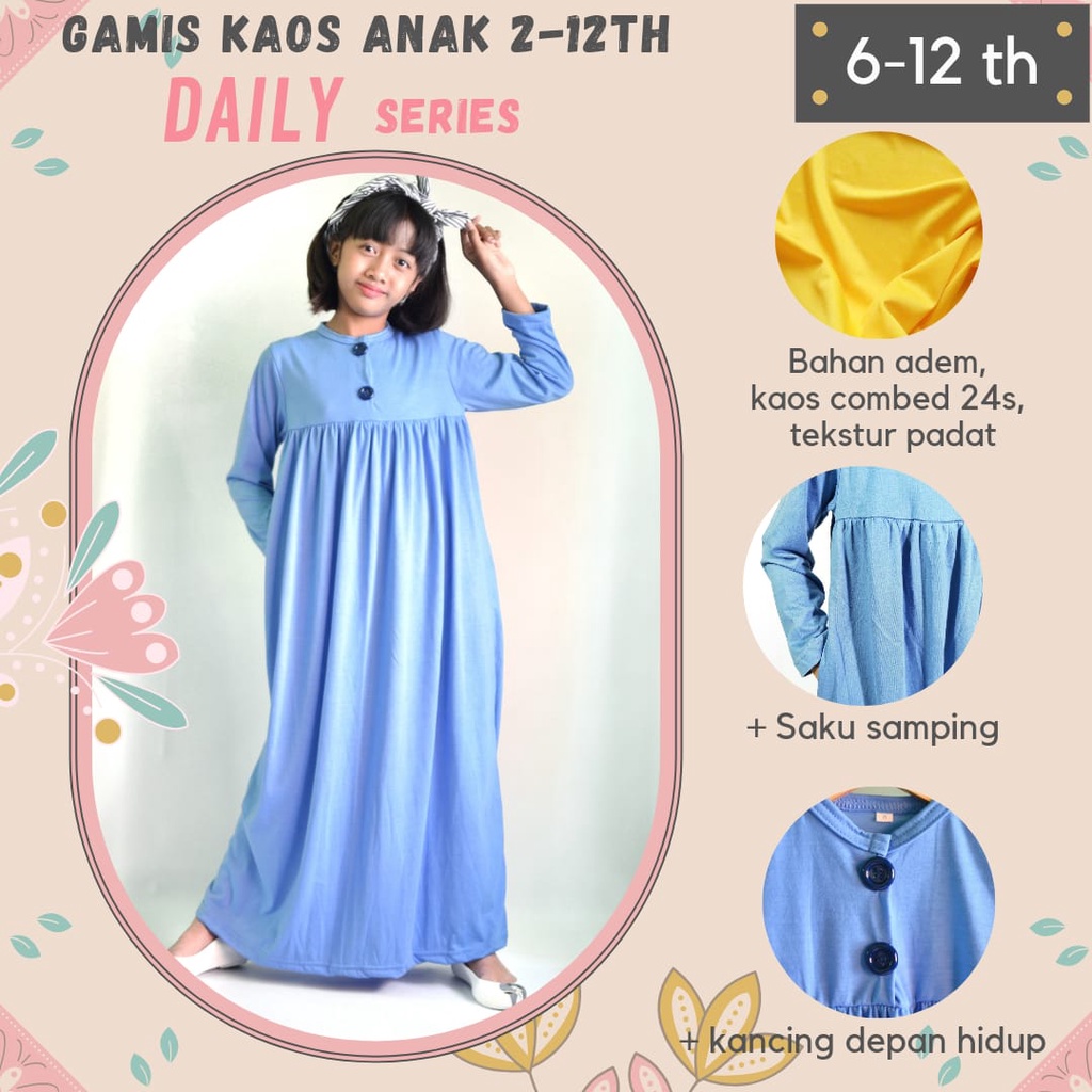 GAMIS KAOS HARIAN POLOS ANAK 6-12TH (DAILY SERIES)