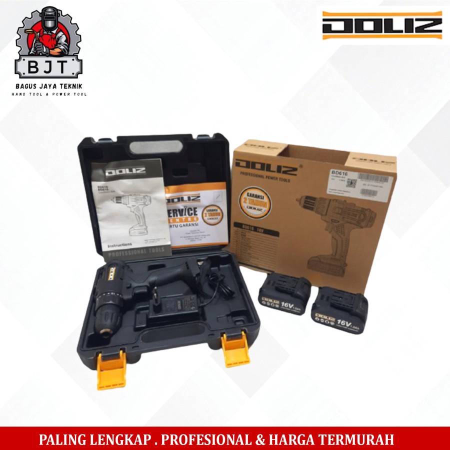 CORDLESS DRILL DOLIZ BD616 16VOLT / MESIN BOR BATERAI CAS DOLIZ BD 616
