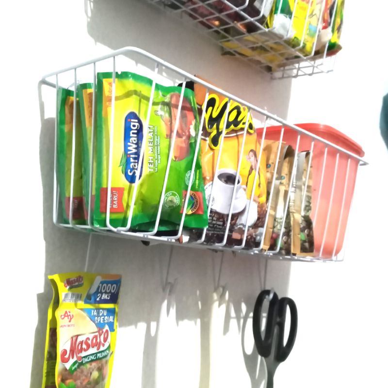 SET KERANJANG BUMBU DAPUR KERANJANG BESI SERBAGUNA RAK BUMBU MODERN