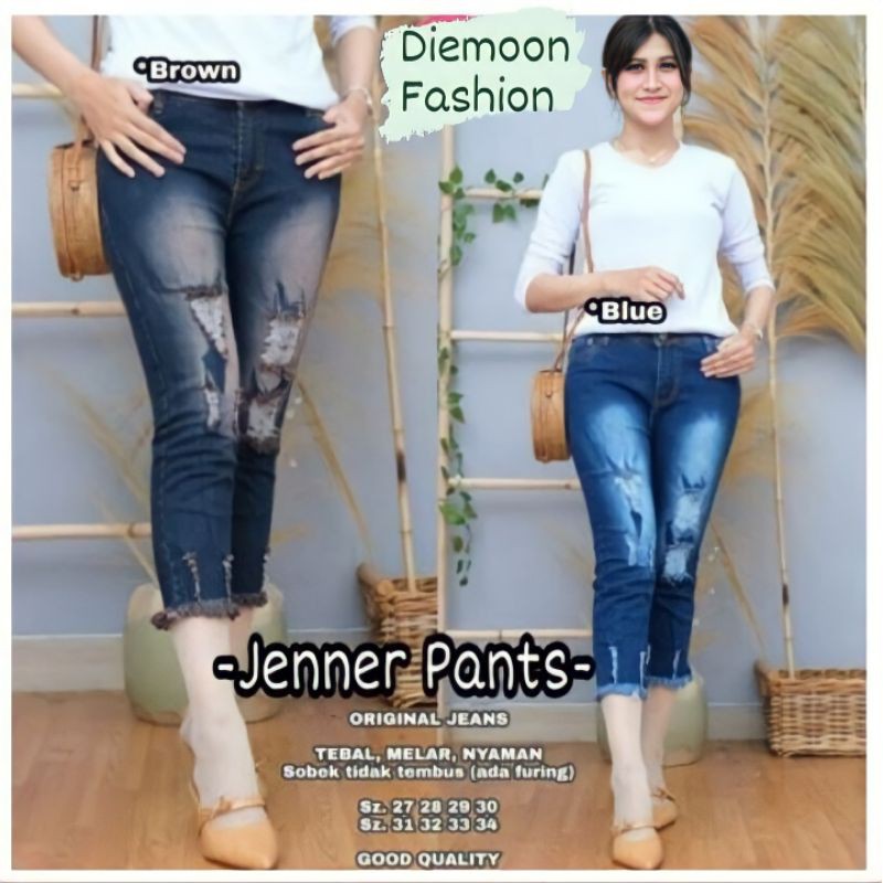 Jenner pants jeans 7/9 . jeans 7/9 melar tidak tembus . jeans sobek rawis murah Rekomendasi