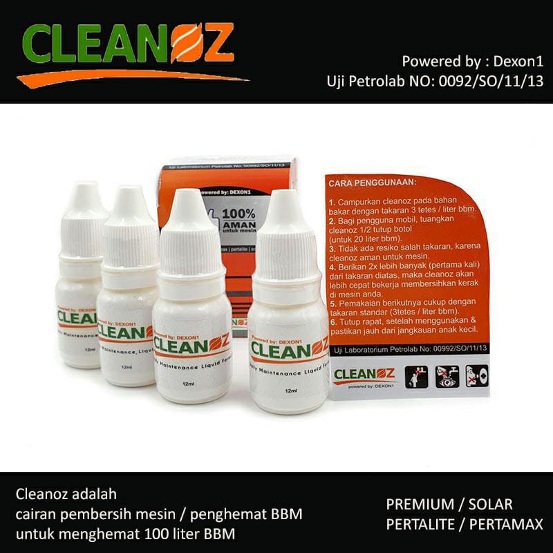 Cleanoz ORI Asli Cleanoz Penghemat BBM dan Oli Cleanoz Cairan Pembersih Mesin Motor dan Mobil 12 ml