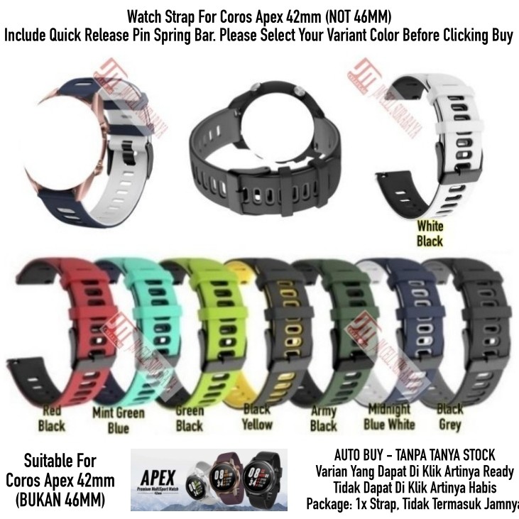 Tali Jam Tangan 20mm Watch Strap Coros Apex 42mm (BUKAN 46MM) - Dual Tone Rubber