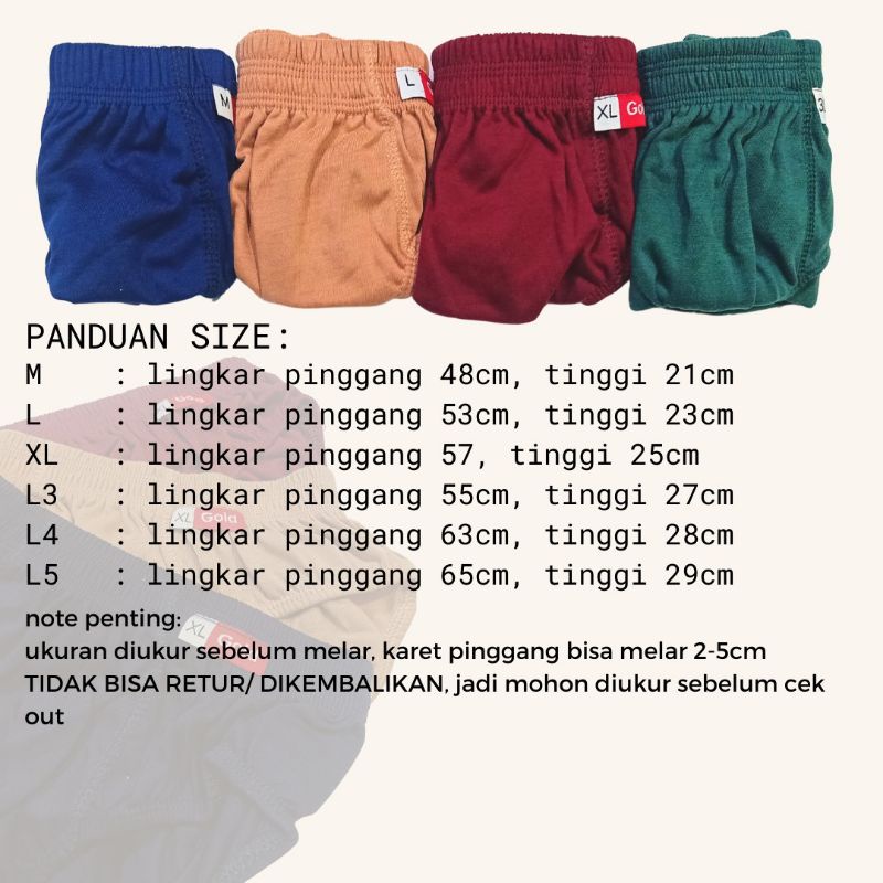 Celana Dalam CD Pria Dewasa Size M-L-XL-L3-L4-L5 Sempak Cowok GOLD/INDOTEX/NUGROS Lembaran Sempak Anak Remaja Dewasa Man Briefs