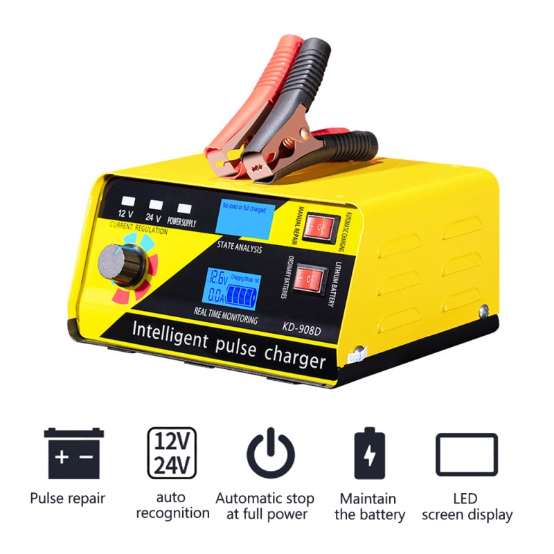 Charger Aki Mobil Motor 220W 12V/24V 400AH with LCD - KD-908D