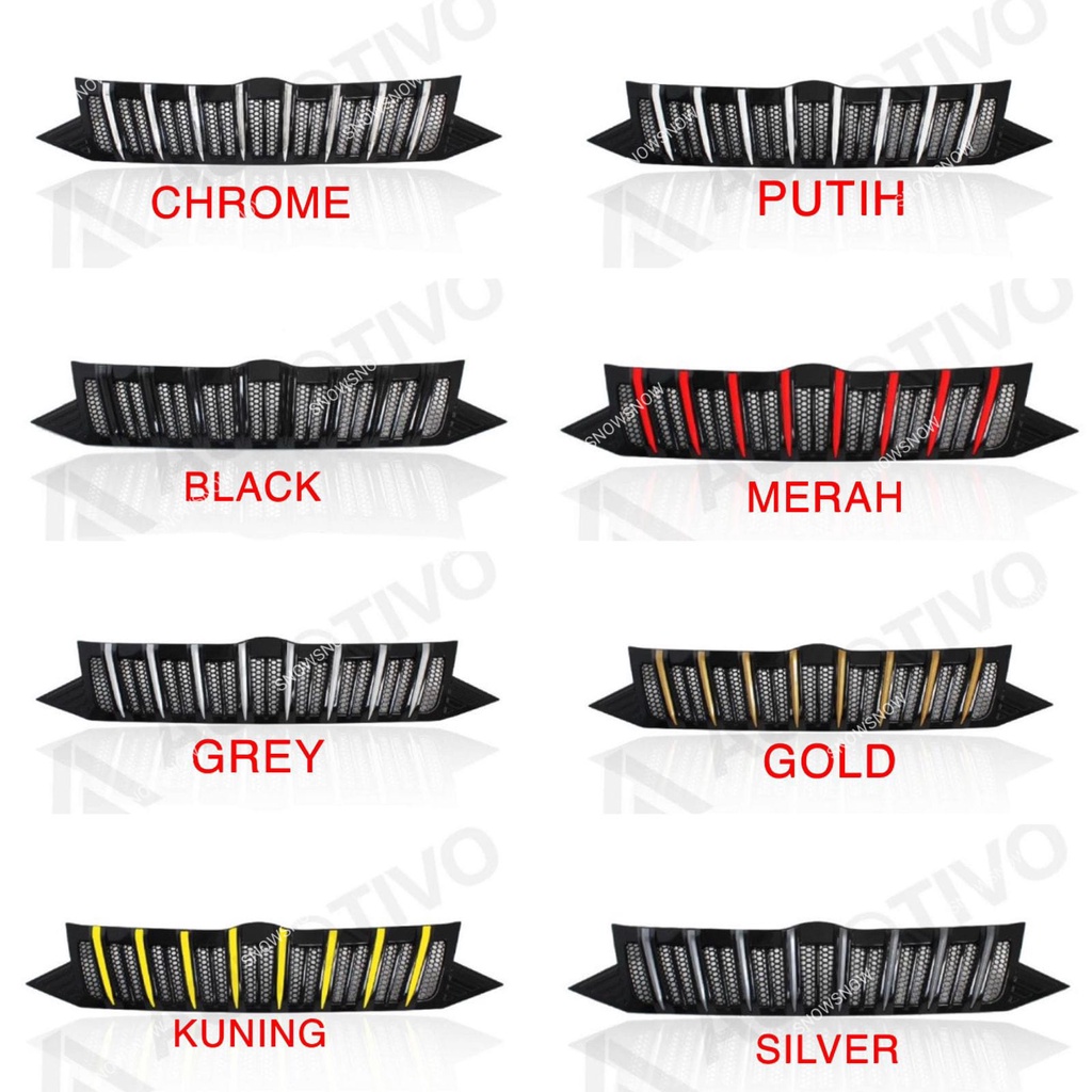 Grill Depan Ayla 2017 2022 Appolo Hitam List Chrome Merah Putih Hitam Abu Gold Kuning Silver