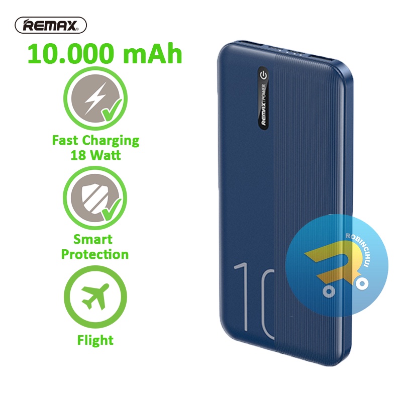 Powerbank Remax 10.000mAh Dual input Type C &amp; Micro Dual Output Usb With indicator RPP-295 (PB) - power bank - baterai handphone - baterai hp